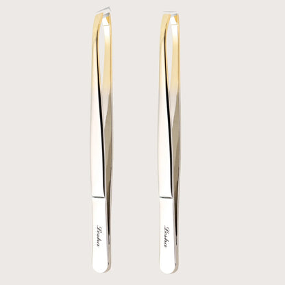 A gold stainless steel eyebrow tweezers, with flat and oblique styles, plucking eyebrows and beard pliers tweezers tools, unisex
