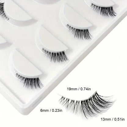5 pairs Natural Look Curly Half Lashes-Add Volume and Definition to Your Eyes for Dating, Parties, and Stage Makeup-Half Lashes