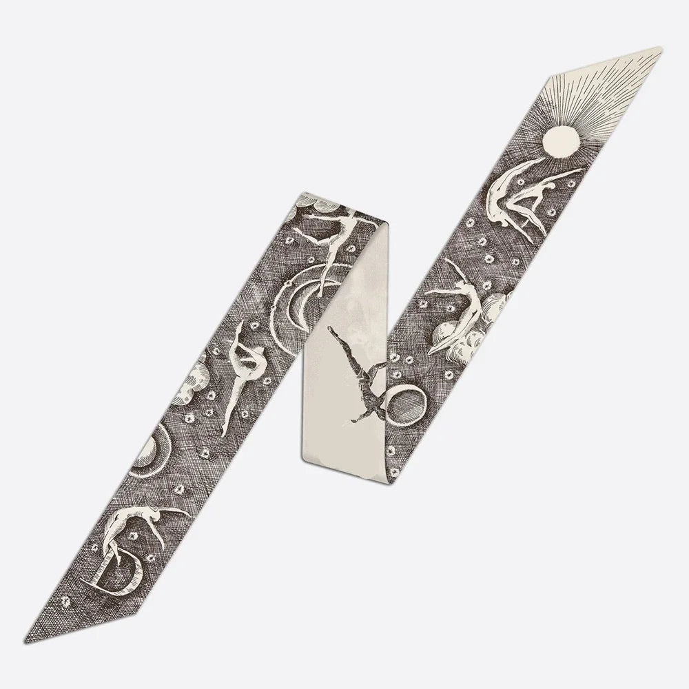 26 Letters Tarot Constellation Bag Scarf Twill Silk Scarves Women New Neckerchief Hair Headbands