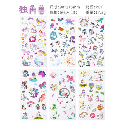 6Pieces/Set Transparent Pvc Waterproof Cartoon Sticker DIY Hand Account Decorative Stickers Kawaii Phone Cup Stickers