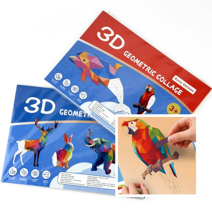 3D Geometric Heteroideus Animal Puzzle Stickers Puzzle Stress Relieving Block Drawing DIY Stickers Basic /Advanced Version/2PCS