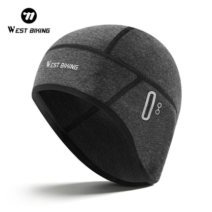 WEST BIKING Winter Fleece Cycling Cap Windproof Thermal Skull Cap Helmet Liner Running Skiing Motocycle Riding Men MTB Bike Hat