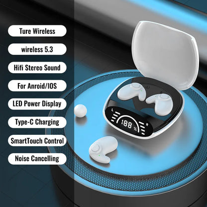 Invisible Earbuds Sleep Headphones Bluetooth 5.3 Noise Reduction Earbuds TWS Wireless Headsets Sport Stereo Earphones for Phone