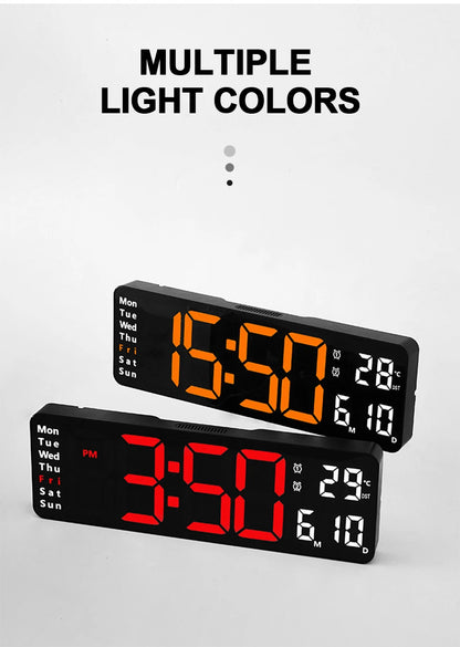 Large Digital Wall Clock Remote Control Temp Date Week Display Power Off Memory Table Clock Wall-mounted Dual Alarms LED Clocks