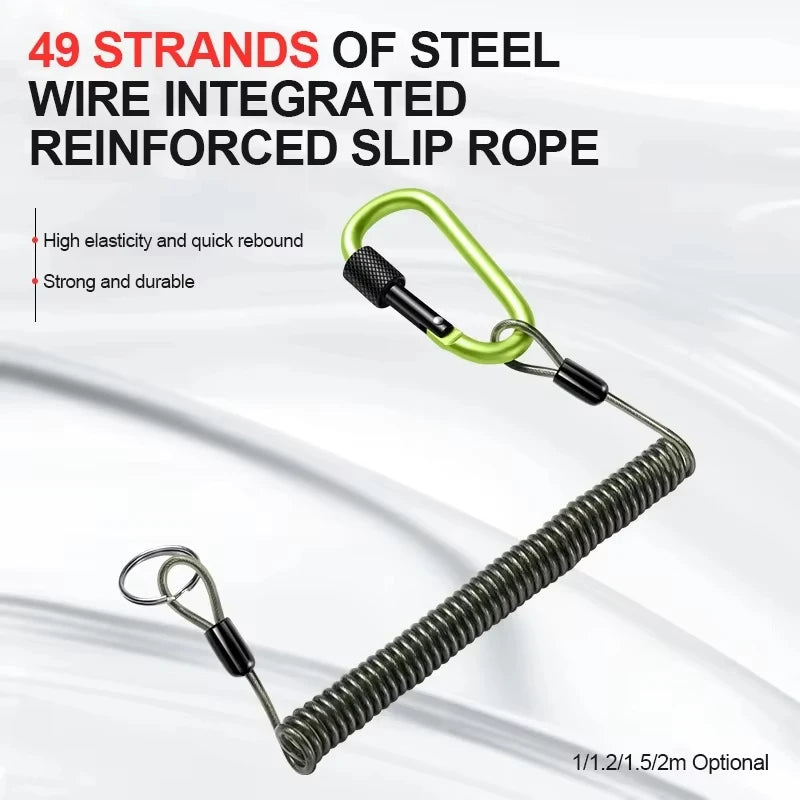 Durable Anti-Lost Lanyard 1/1.2/1.5/2.0m Telescopic Elastic Retention Rope Safety Spring Lanyard Rope Key Ring Chain Accessories