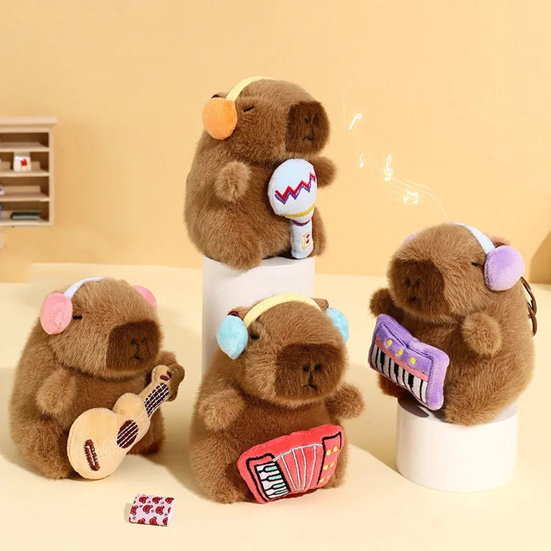 Kawaii Plush Capybara Keychain Pendant Music Band Cartoon Capybara Plush Toy Capybara Plush Doll for Backpacks Accessory Getaway