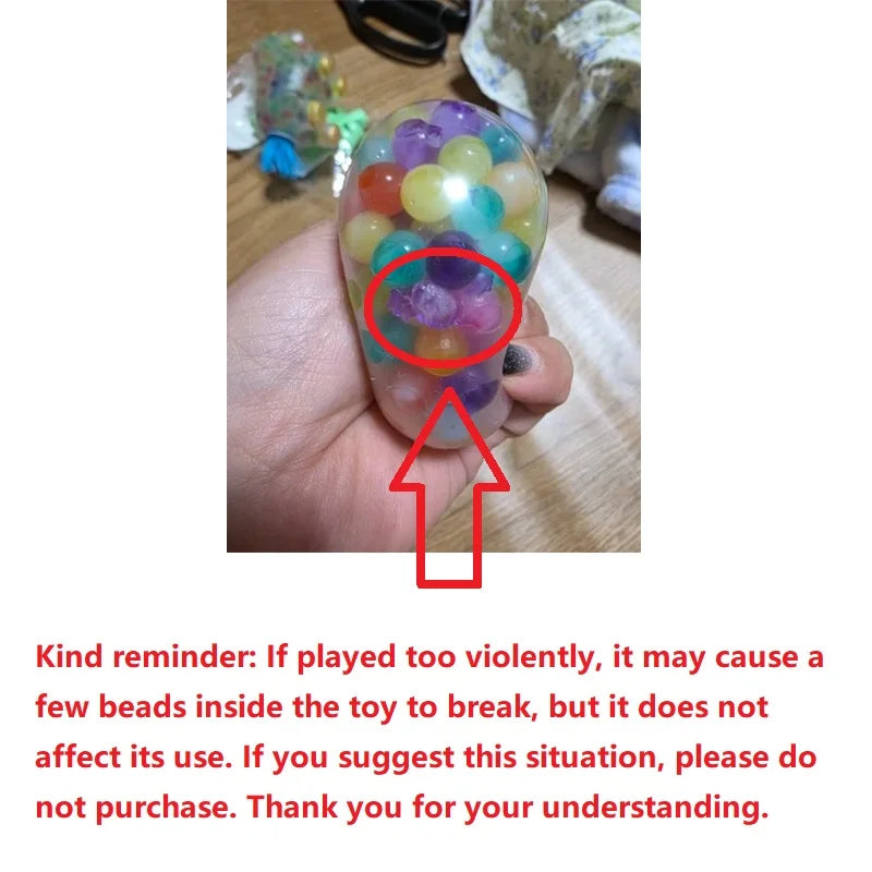 6cm Exotic Pinch The Rainbow Bead Pressure Reducing Ball Vent Ball Decompression Toy TPR Pinch Le Grape Ball Adult Toys