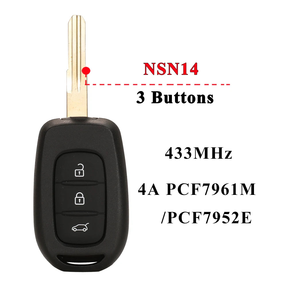 Remote Car Key 433mhz PCF7961M 4A for Renault Sandero Dacia Logan Lodgy Dokker Duster Trafic Clio4 Master3 VAUXHALL VIVARO