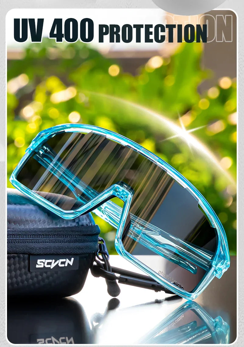 SCVCN Photochromic Cycling Glasses Hiking Drive Bicycle Sports Sunglasses Outdoor Running Sunglasses Men MTB Road Bike Glasses