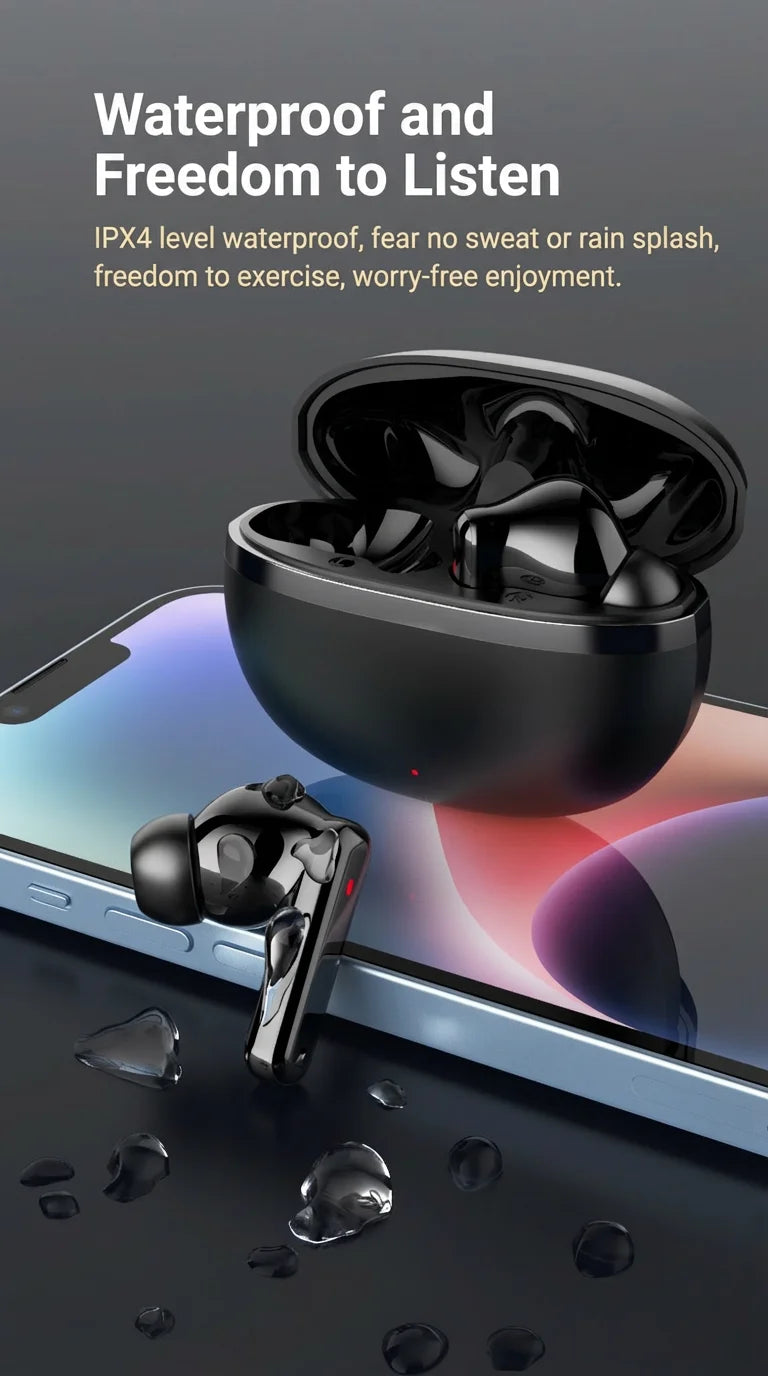 KaiAqua Original Noise-Cancelling TWS Earbuds Bluetooth Lightweight Enhanced Sound Comfort Fit IPX5 Waterproof Sports Daily Use