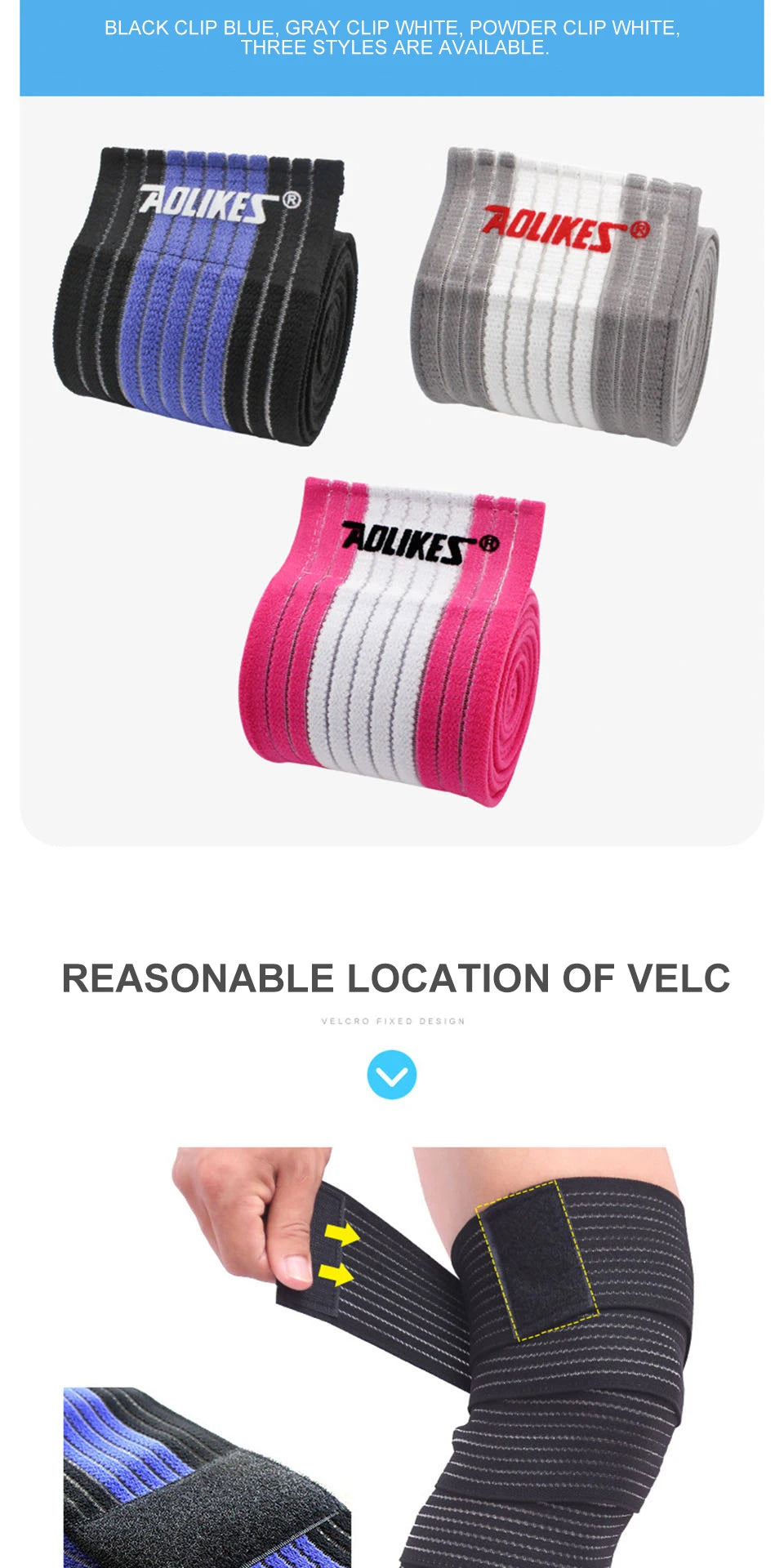 AOLIKES 1PC 40-180cm Compression Bandage Protector Knee Support Brace Sports Elastic Elbow Straps Leg Bands Bandage Workout Wrap