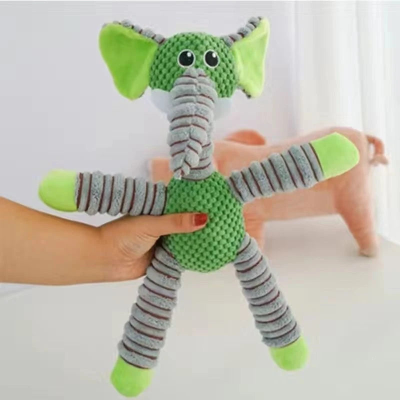 Squeaky Plush Elephant Dog Toy Durable Bite‑Resistant Pet Chew Toy Teeth Cleaning Interactive Puppy Stress Relief Toy
