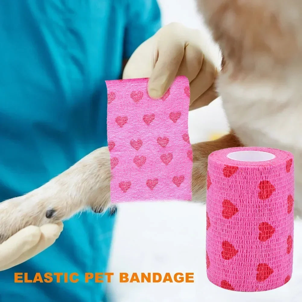 Pet Dog Cat Medical Breathable Elastic Bandage Non-woven Pet Self Adherent Wound Outdoor Retractable Sports Tape Dog Accessories