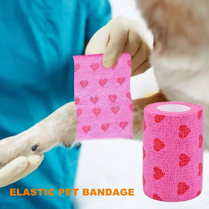 Pet Dog Cat Medical Breathable Elastic Bandage Non-woven Pet Self Adherent Wound Outdoor Retractable Sports Tape Dog Accessories