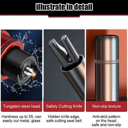 2 In 1 Car Safety Hammer Emergency Window Breaker Car Emergency Kit Cut Seat Belt Tungsten Steel Rescue Tool Auto Accessories