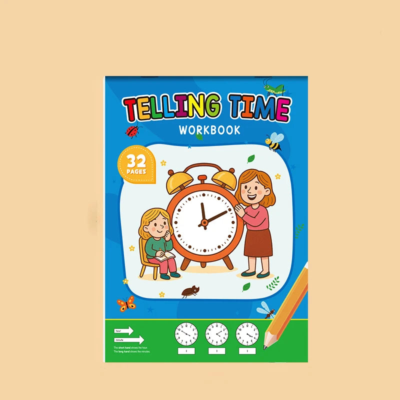 32 Page Telling Time Exercise Time Cognition Book Interactive Game Book about Time Fun Time Game Drawing Learning Book