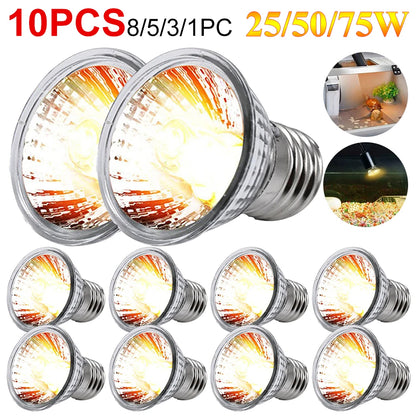 UVA+UVB Reptile Lamp Bulb Reptile Heat Lamp Turtle Basking Heating Light UV Light Bulb Amphibians Lizards Temperature Controller