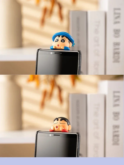 Official genuine Crayon Shin chan trendy toy mobile phone screen party doll car decoration figurine gift anime periphera