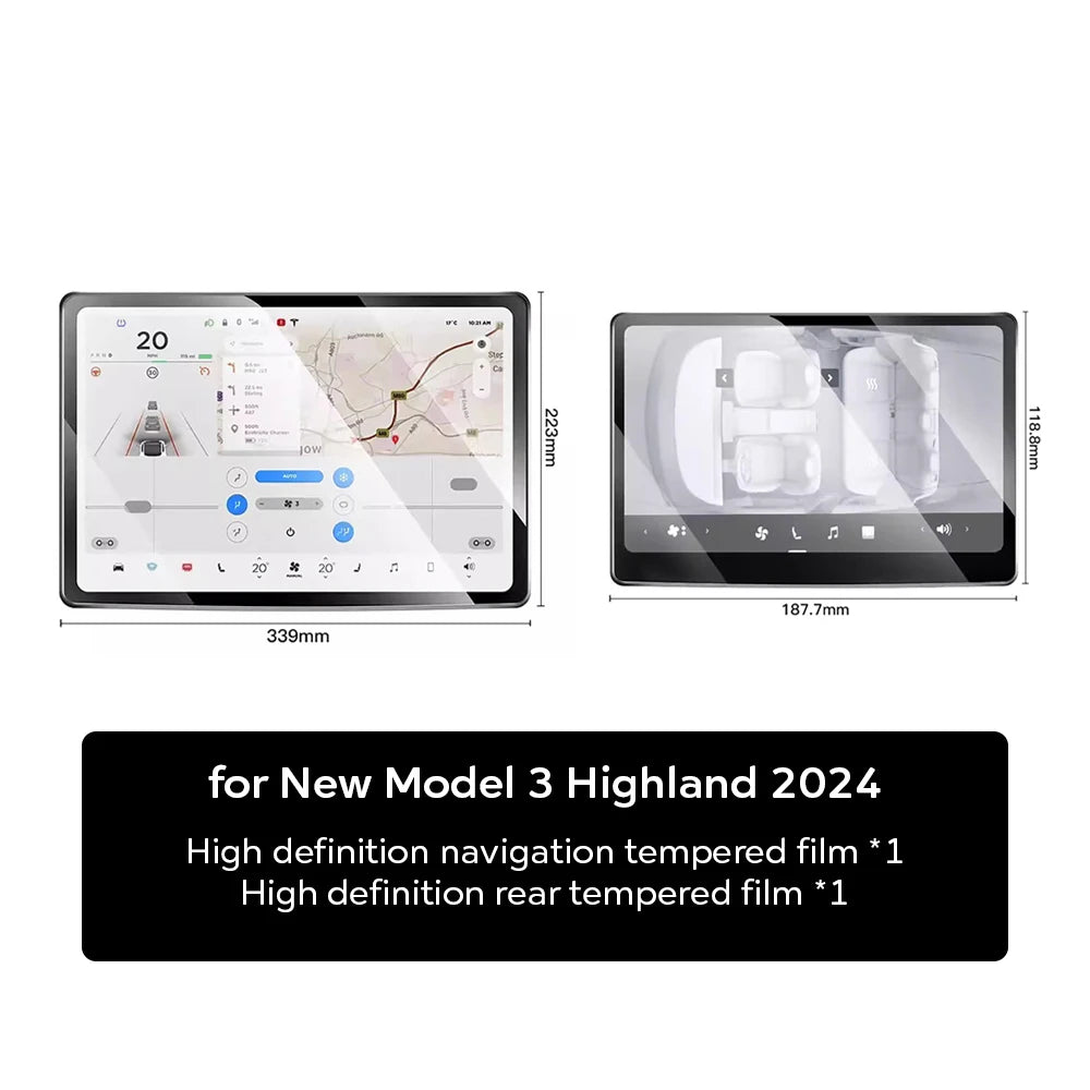 TESY Tempered Glass Film Protector for New Tesla Model YL Y Juniper Launch Model 3 Highland Front Rear Screen Protective