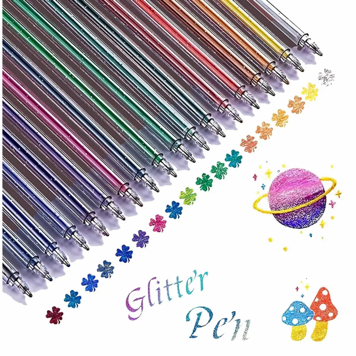 60 Colors Glitter Gel Pen 1.0mm Metal Glitter Color Ballpoint Pen Paper Cardstock Diary Drawing Marking Coloring DIY Art