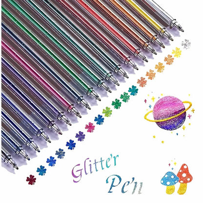 60 Colors Glitter Gel Pen 1.0mm Metal Glitter Color Ballpoint Pen Paper Cardstock Diary Drawing Marking Coloring DIY Art