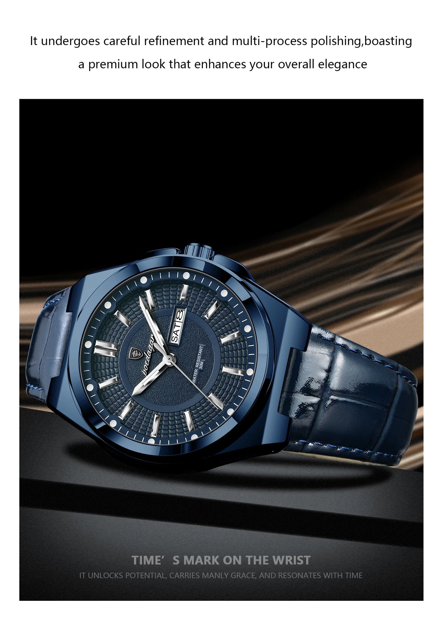 POEDAGAR Fashion Brand Man Wristwatch Waterproof Luminous Date Week Quartz Luxury Men's Watches Leather Business Men Watch Reloj