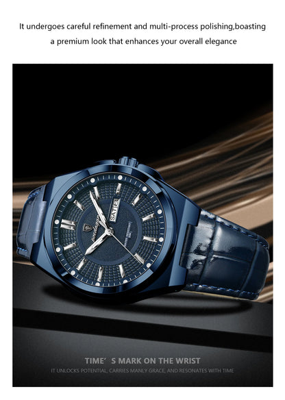 POEDAGAR Fashion Brand Man Wristwatch Waterproof Luminous Date Week Quartz Luxury Men's Watches Leather Business Men Watch Reloj