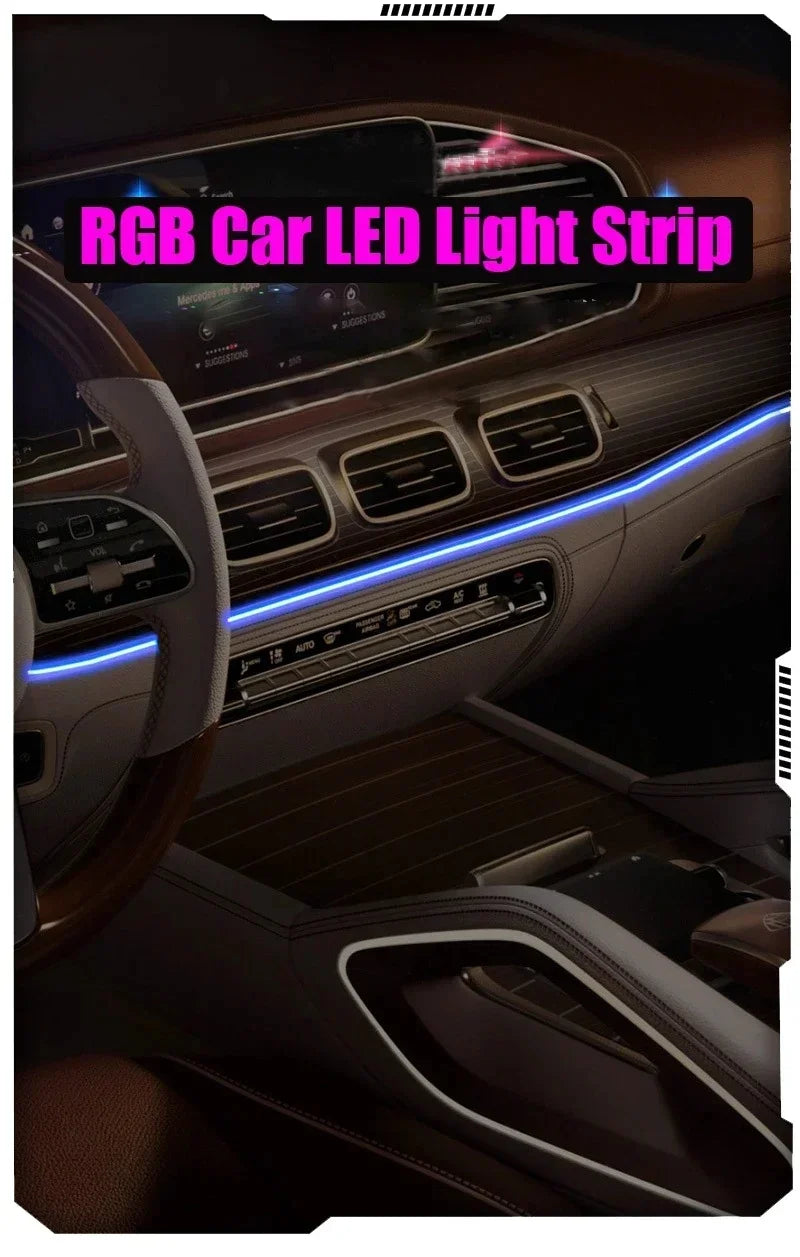 2/3/4/5M Car Interior RGB Atmosphere Light Ambient LED Light Strip USB Fiber Optic Atmosphere Lamp Decor Support APP Control