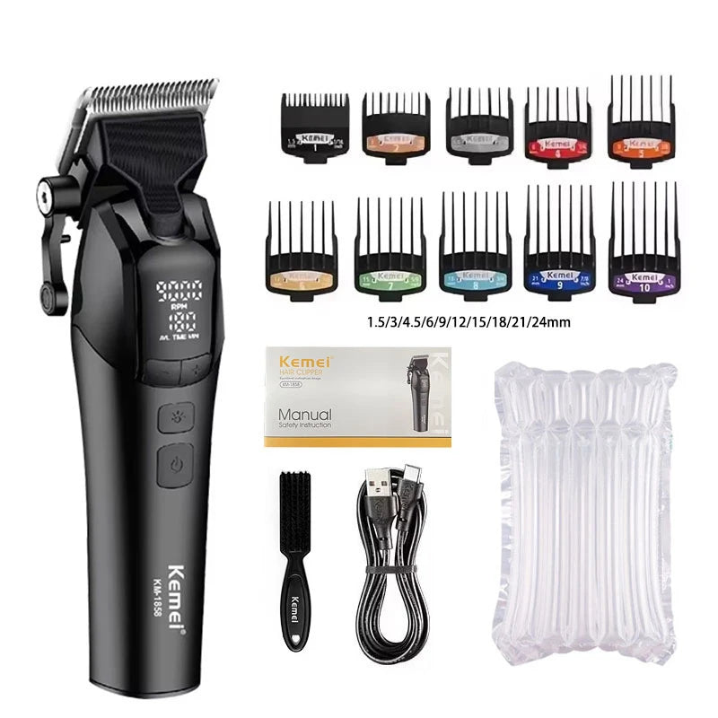 Kemei KM-1858 10W Barber Professional Electric Hair Clipper DLC Blade Trimmer Cordless USB Charging Rechargeable Hair Clippers
