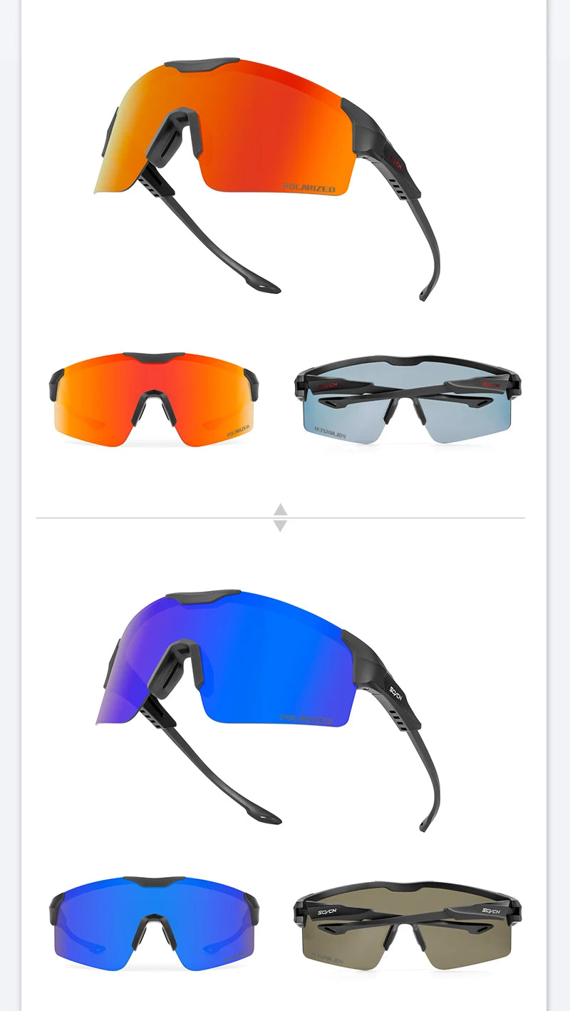 SCVCN Polarized Cycling Sunglasses Outdoor Sports Bicycle Sunglasses Men Women MTB Cycling Glasses Road Bike Glasses