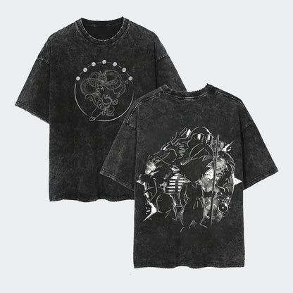Anime Dragon Ball Cosplay Washed T-Shirt Cotton Short Sleeve Loose Large Casual Sports Fitness T-Shirt Men's Harajuku Clothing