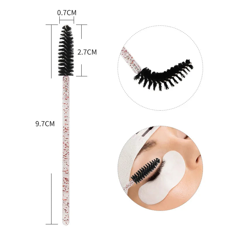 100/200pcs Crystal Eyelash Makeup Brush Eyelashes Extension Microbrush Mascara Applicator Spoolie Brushes Lash Tech Supplies