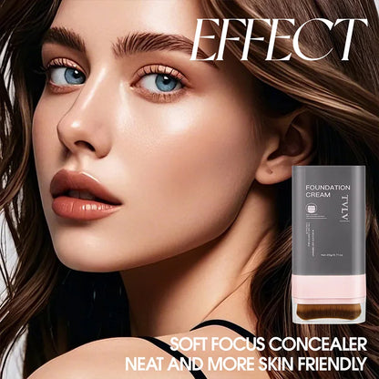 TVLV Concealing Foundation Stick: 5 Shades with Built-In Brush - Cream Finish, Lightweight and Waterproof Formula,