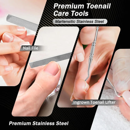 5PCS Heavy Duty Toenail Clippers Kit for Thick Toenails Toe Ingrown Nail Clippers for Seniors Men Large Slanted Nail Clipper Set