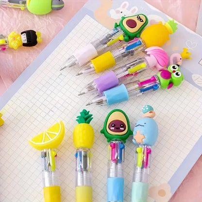 5-20Pcs/Lot Cute Cartoon 4 Color Mini Ballpoint Pen KawaiiUnicorn Flamingo Retractable Stationery Gift SchooOoffice Supplies