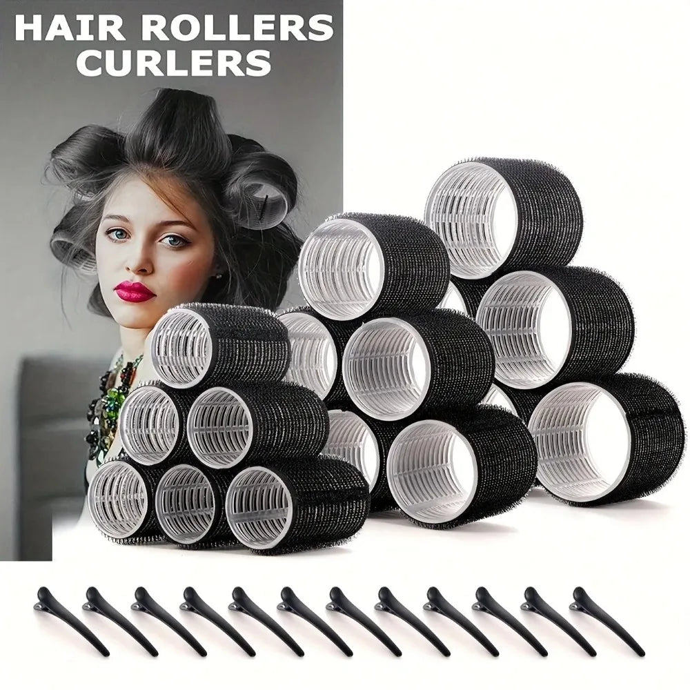30pcs/Set Heatless Hair Styling Kit Self-Grip Rollers with 18pcs Hair Rollers and 12pcs Clips for DIY Hair Styling Easy To Use