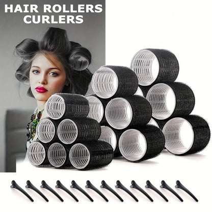 30pcs/Set Heatless Hair Styling Kit Self-Grip Rollers with 18pcs Hair Rollers and 12pcs Clips for DIY Hair Styling Easy To Use