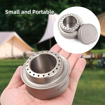 Portable Mini Aluminum Alloy Alcohol Camping Stove with Lid for Outdoor Hiking and Backpacking