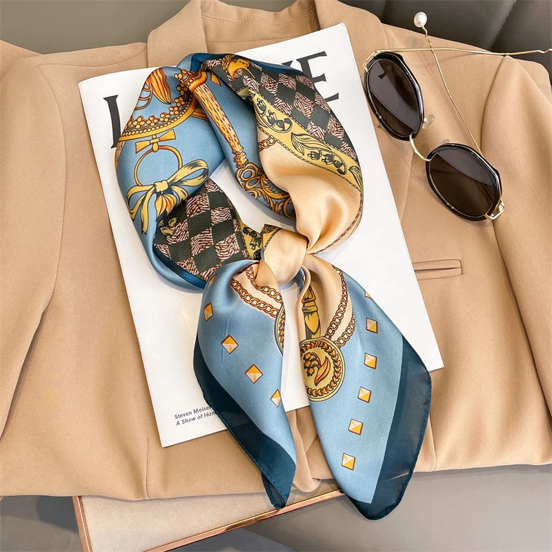 2025 New Fashion Luxury Printed Square Shawl Women 70x70cm Pashmina Silk Scarf Neck Headband Bandana