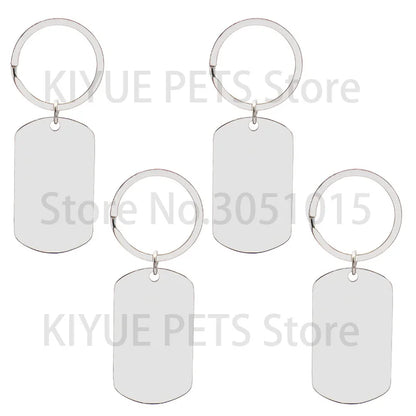 10 Pcs Blank ID Tag Stainless Steel Military  Name Plate Keychain For DIY Accessories Custom Logo Name Women Men Keychain Ring