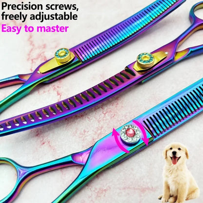 7 inch Dog Hair Trimming Scissors,Pet Grooming Curved Scissors ,Dog Beauty Grooming Curved thinning Scissors Pet Groomer