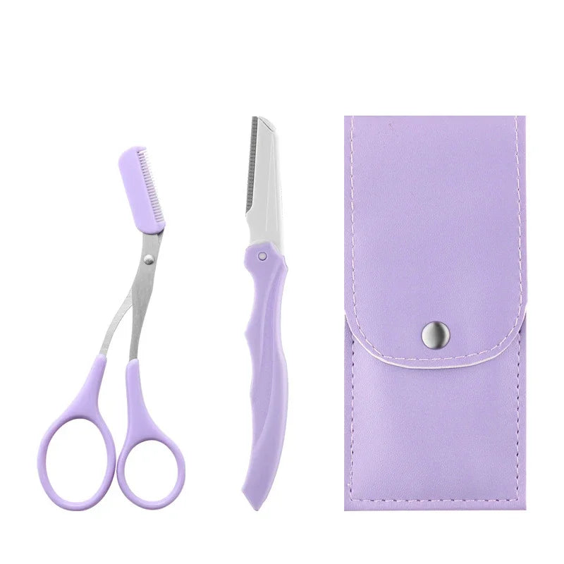 1/2/3/4Pcs Stainless Steel Eyebrow Trimmer Folding Eyebrow Trimming Suit Eyebrow Clipper Comb Tweezers Makeup Tools