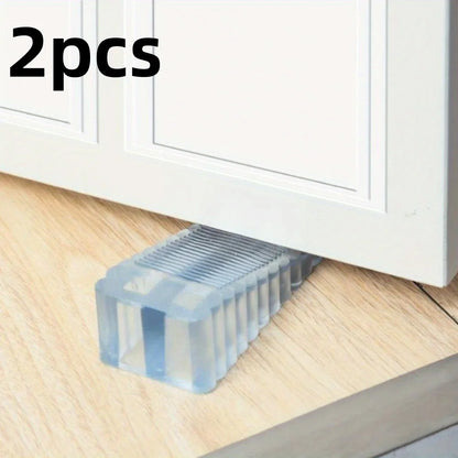 2pcs Transparent Rubber Door Suction Non-Slip Wedge-Shaped Hardware Anti-Collision Door Stopper/Door Top