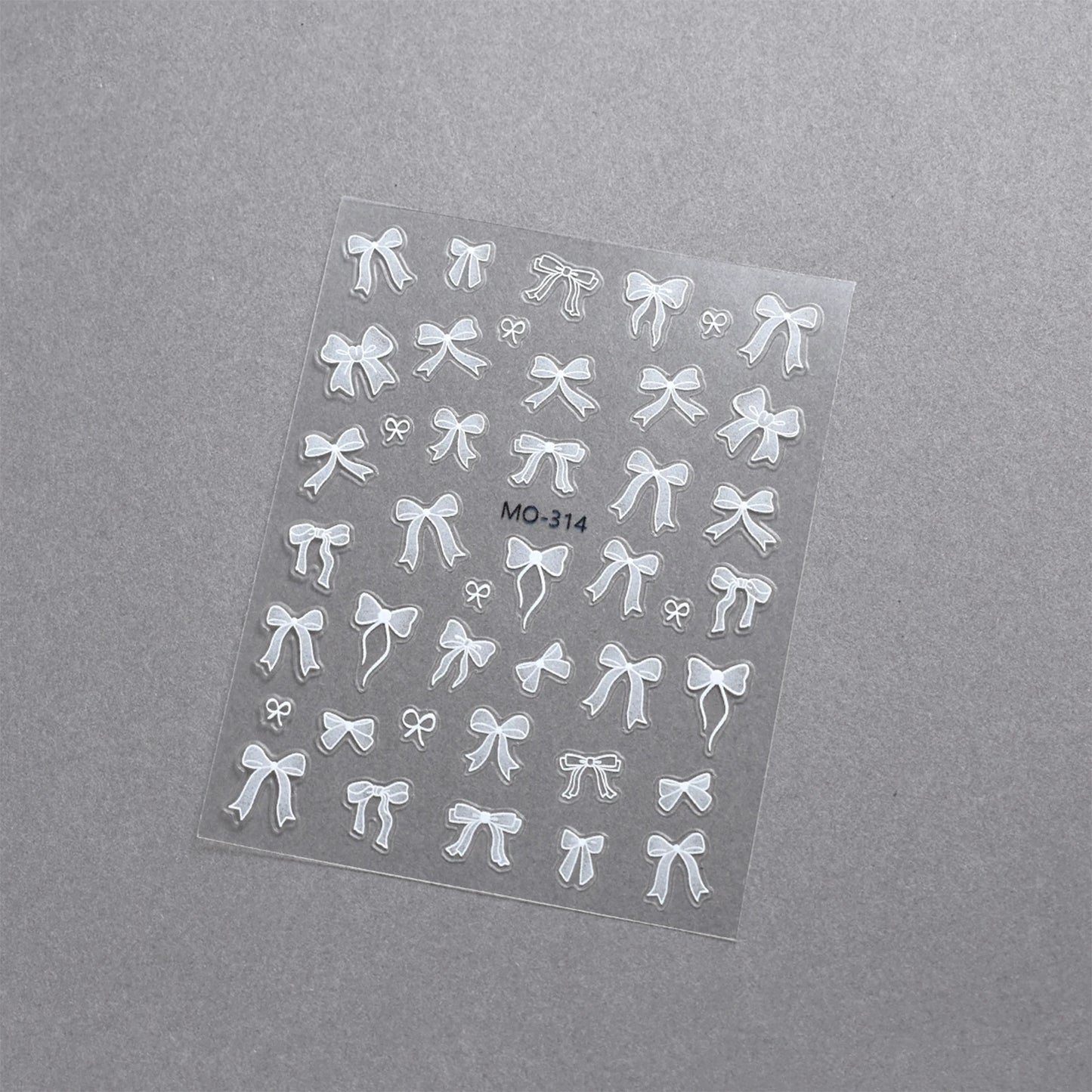 Bowknot Nail Stickers 3D Relief White Ribbon Cute Sweet Pink Self-Adhesive Nail Art Decoration Decals For Nail Tips Manicures