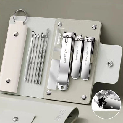 Ouriner 6-18Pcs Portable Manicure Sets Pedicure Kits Bright Black Nail Clipper Set Personal Care Tools Eyebrow Scissors