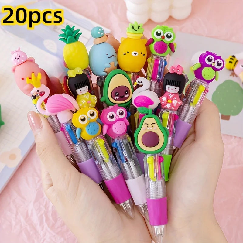 5-20Pcs/Lot Cute Cartoon 4 Color Mini Ballpoint Pen KawaiiUnicorn Flamingo Retractable Stationery Gift SchooOoffice Supplies