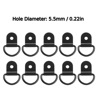 10Pcs D Rings Tie Down Anchors Ring Pull Hook Iron Lashing Ring Load Fit for For Car Truck Trailer RV Van Boat Cargo Accessories