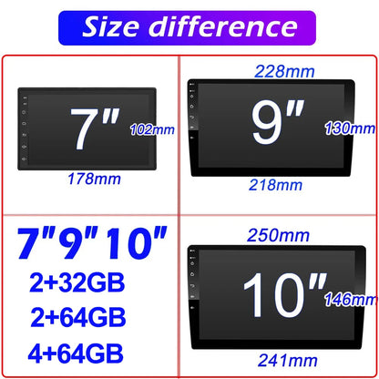 7 9 10"2 Din Car Audio Android 13 Android auto Wireless Carplay 64G Automotive Multimedia Player BT GPS Car intelligent Systems