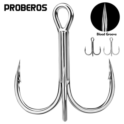 20pcs High Carbon Treble Hooks - Super Sharp, Solid Size 1#-14# Triple Barbed Steel Fishing Lure - Jigging Fishing Hook