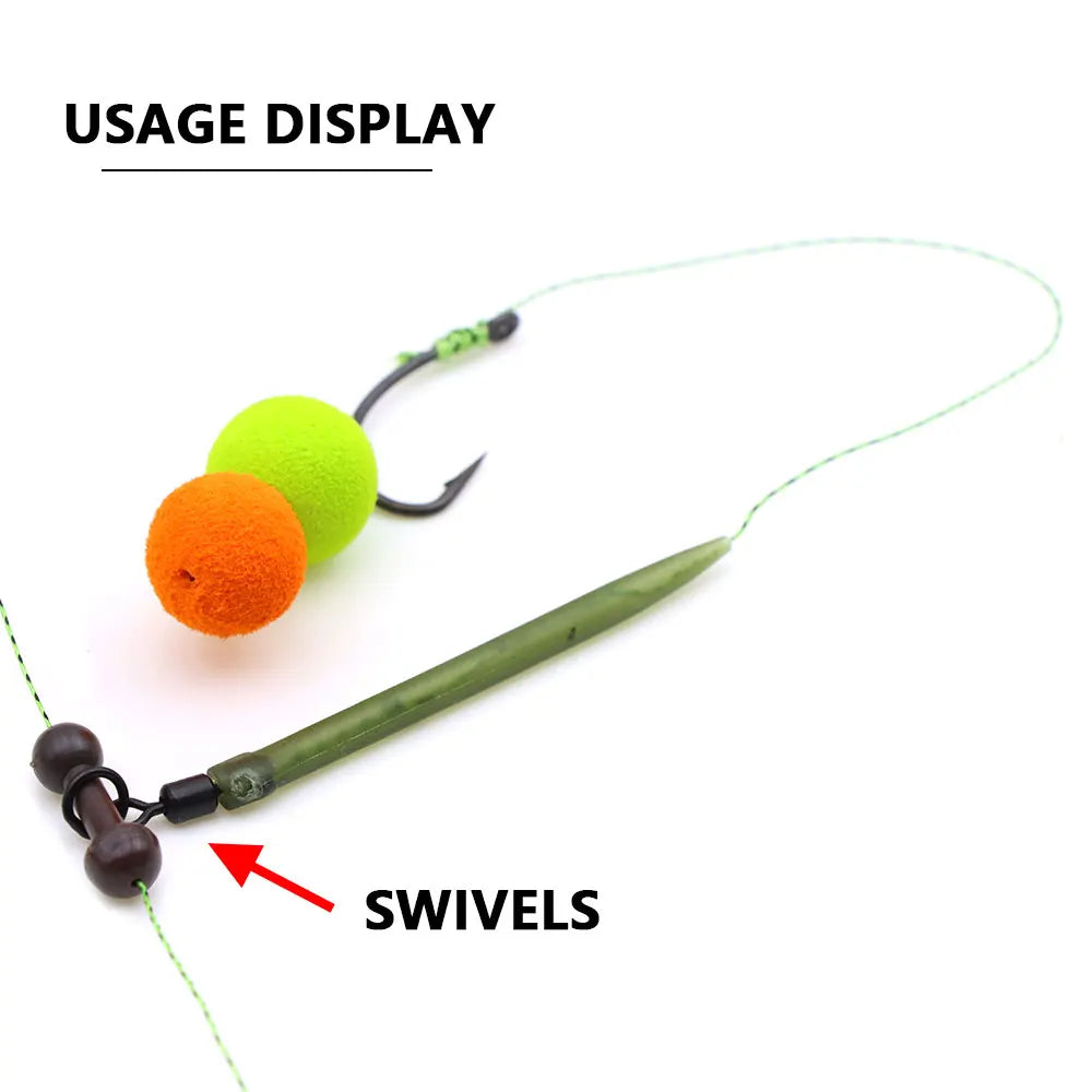 20pcs Carp Fishing Accessories Flexi Rolling Swivels Chod Rig Hair Rig Quick Change Hooklink Ring Swivels For Fish Tackle